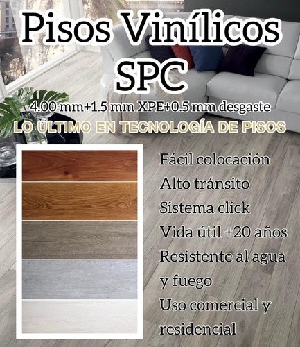 Tabla Piso Vinílico Spc 4.0mm Click Alto Tránsito(lo Último)