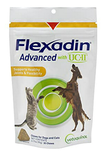 Vetoquinol Flexadin Avanzado Con Uc-ii Para Perros Y Gatos, 