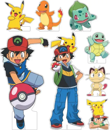 Kit Festa Pokemon Pikachu 8 Peças - Display E Totem Mdf