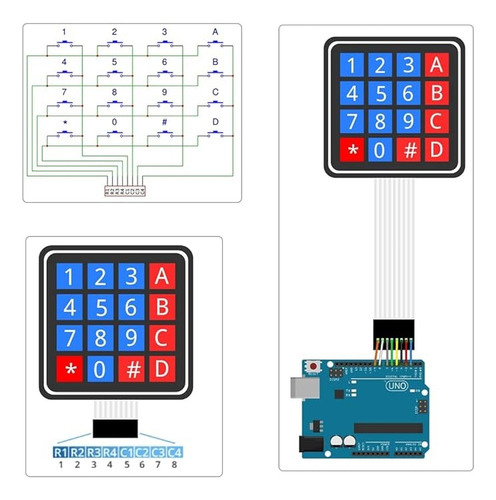 2 Piezas Teclado Matriz 4x4 Para Arduino