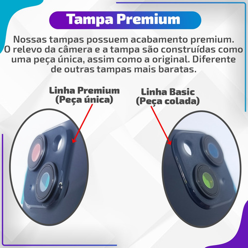Tampa Traseira Compatível Com iPhone 16 Plus Vidr Câmera Imã