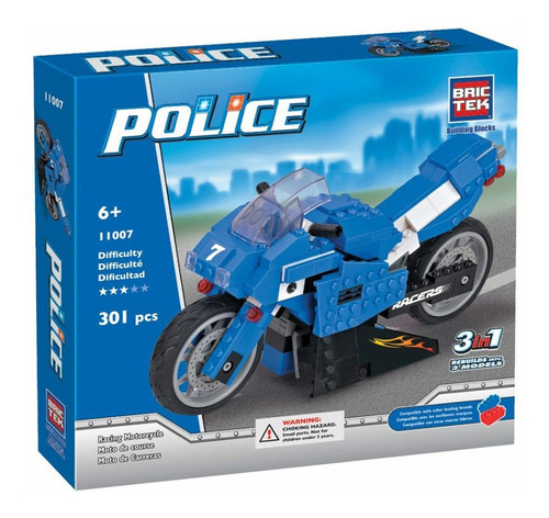 Bloques Para Construir Juguete Police Racing Motorcycle 3in1