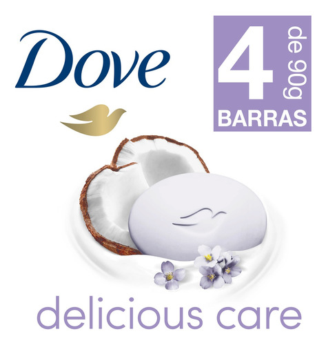 Jabón En Barra Dove Delicious Care Leche De Coco De 360g