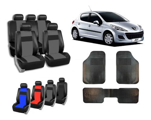 Fundas Cubre Asiento Cuerina Para Peugeot 207 + Alfombra 3p