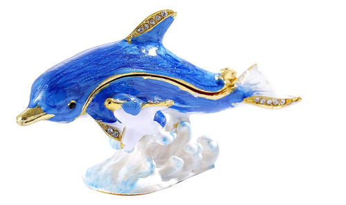 Ingbear Caja Baratija Bisagra Delfin Azul Regalo Unico Para