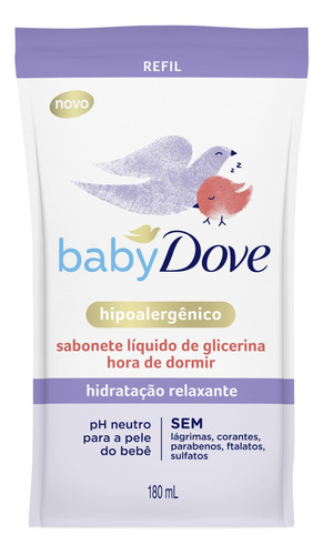 Sabonete Líquido de Glicerina Hidratação Relaxante Dove Baby Hora de Dormir Sachê 180ml Refil