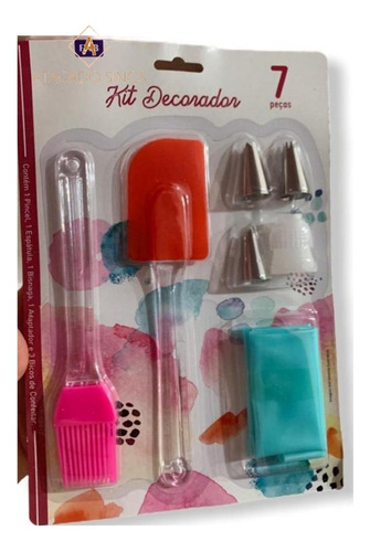 Kit Colher Decorar Bolo Espátula Pincel Bisnaga Bico