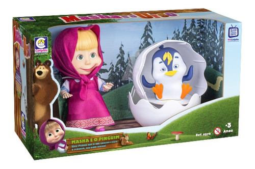 Boneca Masha E O Urso Brincando Com Pinguim Cotiplás - 2572