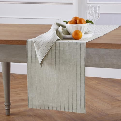 Camino De Mesa De Lino Rayado 100% Lavable 14x150 Cm