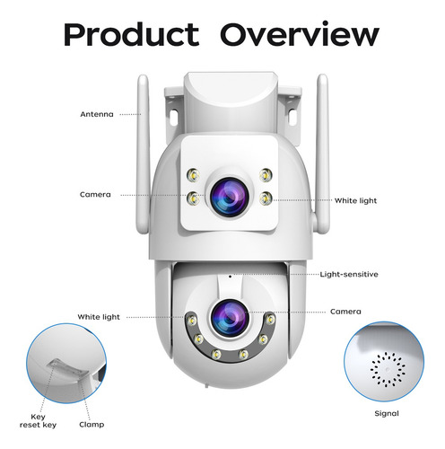 2pcs Cámara De Seguridad Lente Doble Ptz 6mp Wifi Nocturna