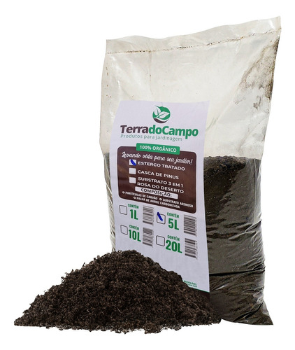 Terra Adubada 10kg Composto Orgânico Para Flores Jardinagem