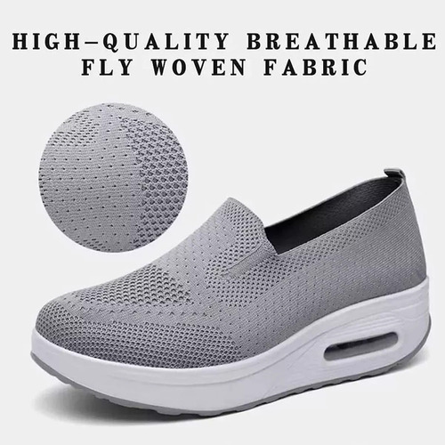 Zapatillas De Malla Con Plataforma Elástica, Zapatos Ortopéd