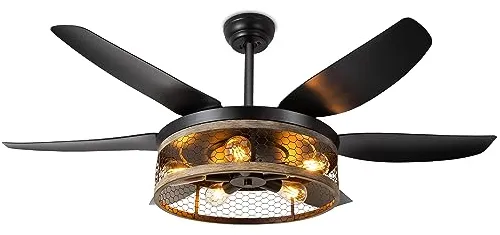 Ohniyou Ventilador De Techo Con Luces Y Mando A Distancia, V