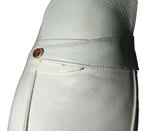Imagen 2 de 7 de Zapato Escarpín Blanco Cuero Mocasín Hombre Unico