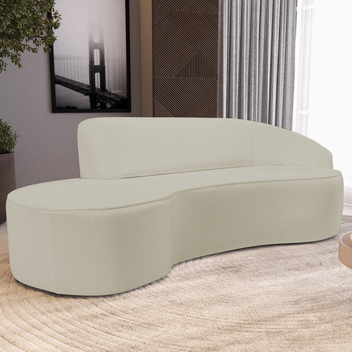 Sofá 3 Lugares Curvo Sala Firenze Dir Corano Bege 230cm C-26