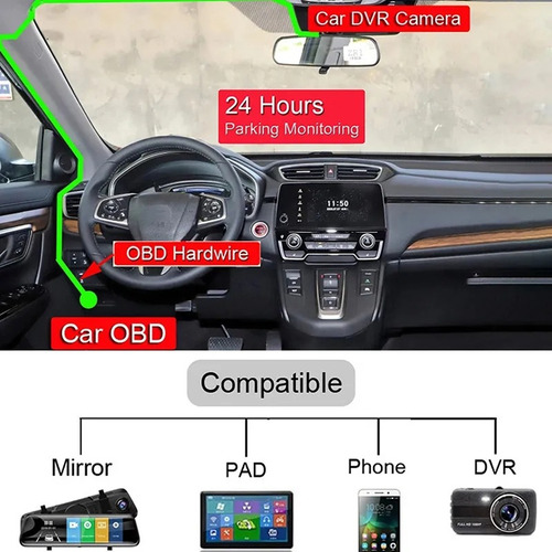 Obd Universal Con Interruptor Usb Hembra Conecta Cámaras Vdr