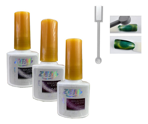 Kit Esmalte Em Gel Refletivo Olho De Gato Efeito Magnético 