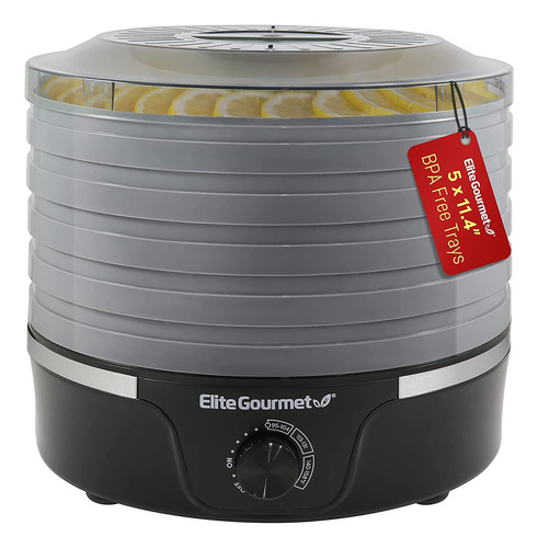 Deshidratador Alimentos Redondo Control Ajustable Negro Gris