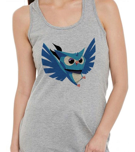 Musculosa Owl Buho Lechuza Azul Blue Dibujo Art