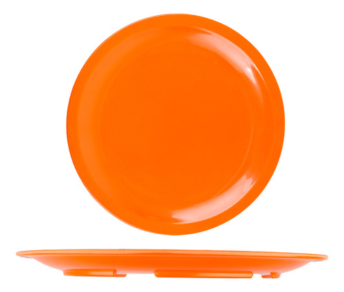 24 Platos Trinche Redondos Melamina 24 Cm Mayoreo Vencort Color Naranja