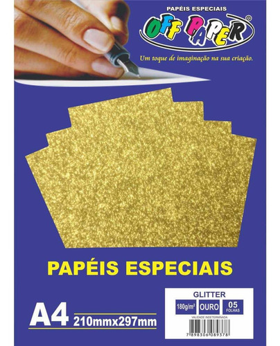 Papel A4 Glitter Ouro 180g.