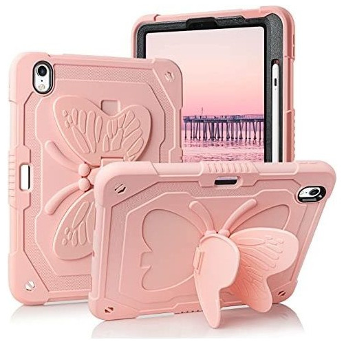 Carcasa Para iPad Mini 6 Con Diseño De Mariposa Color Rosa