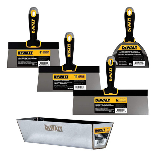 Espátulas Para Yeso Dewalt Combo, Acero Inoxidable, 5 Piezas