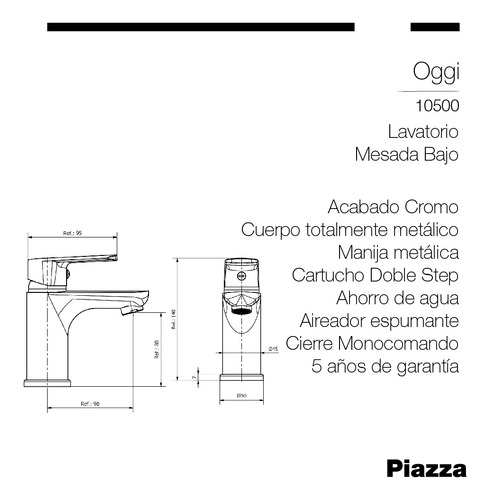 Imagen 2 de 7 de Griferia Mocomando Baño Piazza Oggi Lavatorio Bidet Bañera