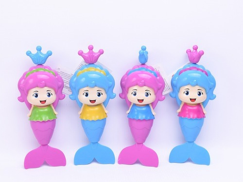 Imagen 4 de 9 de Muñeca Sirena Bebe Para Pileta Agua Baño A Cuerda 19 Cm