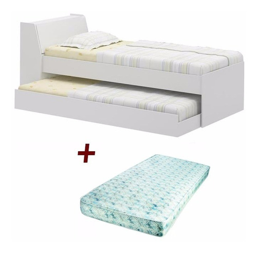 Cama Marinera Con Baúl Blanco + Colchon De 1 Plaza De Regalo