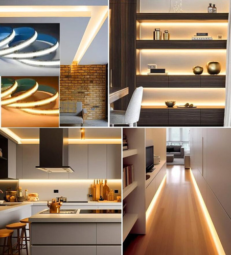 Luminario Perfil Aluminio Slim Luz Led Cob + Eliminador 1m Blanco Frio
