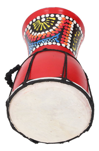 Tambor Clásico De Djembe Africano De 4 Pulgadas, Color Rojo,