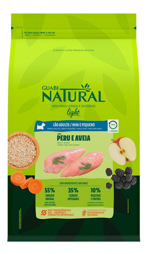 Ração Cães Ad Light Mini Peq Peru Aveia 2,5kg Guabi Natural