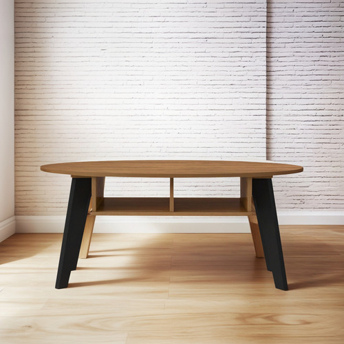 Mesa Centro Bertolini Diva Ovalada Pino Negro