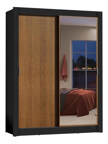 Guarda-roupa Solteiro Madesa Dallas 2 Portas Correr Esp Pru Cor Preto/rustic