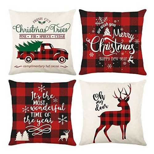 Fundas De Cojines Navideñas Diseño De Cremallera Invisible