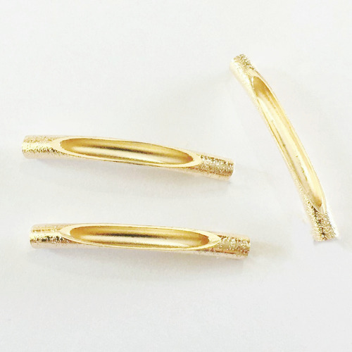 Separador Tubo Chapa De Oro 18k Satinado 35x4mm.  25 Piezas