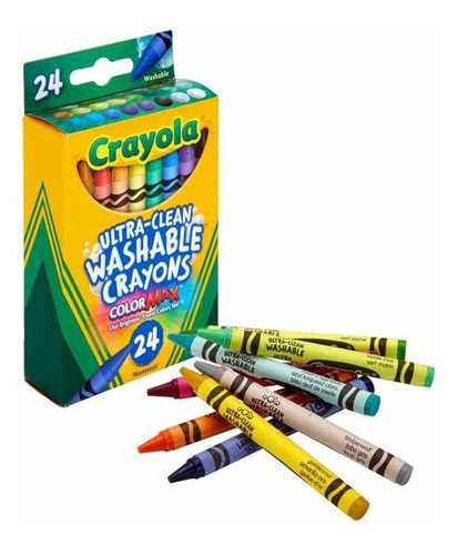 Caja Lapices Crayones Lavable 24 Colores Para Niños
