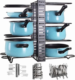 soporte de acero soporte para cacerolas sartenes 8 capas Portacacerolas soporte para cacerolas tapas soporte para utensilios de cocina acero inoxidable 
