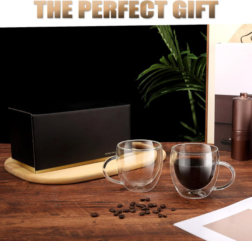 Taza De Café De 250 Ml, Tazas De Café De Vidrio 2 Piezas