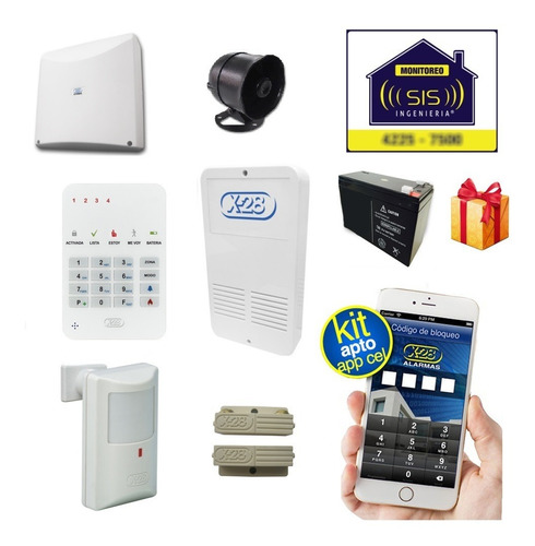 Imagen 1 de 4 de Kit Alarma X28 Casa Domiciliaria Llamador Gsm Comando Via App Celular