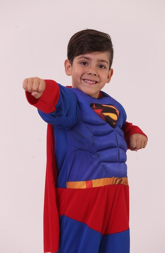 Imagen 1 de 5 de Disfraz Superman Con Musculos Talle 1-2-3-4