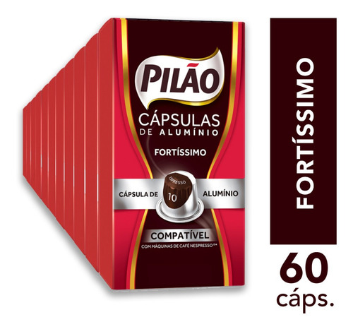 Kit 60 Cápsulas De Café Pilão Espresso 10 Compatível Nespres