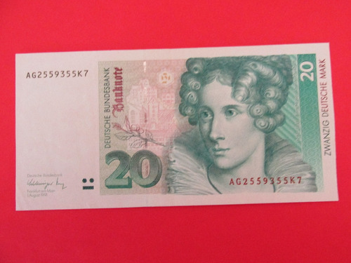 Billete Banco De  Alemania 20 Marcos Año 1991 Muy  Escaso