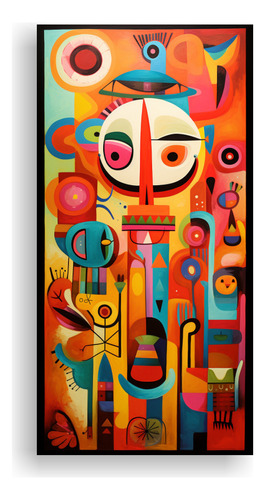 60x30cm Cuadro Abstracto Inspirado En Arte Popular Mexicano