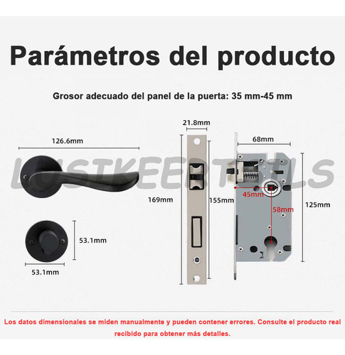 Lusikeertsils Cerradura Chapa Manija Para Puerta Recamara O