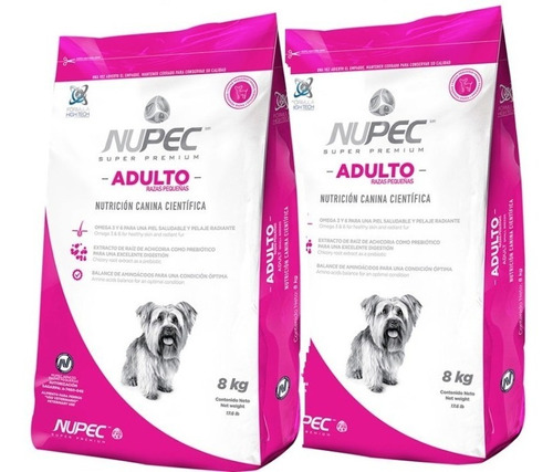 2 Bolsas Nupec Adulto Raza Pequeña 8kg C/u Y 1 Año Caducidad