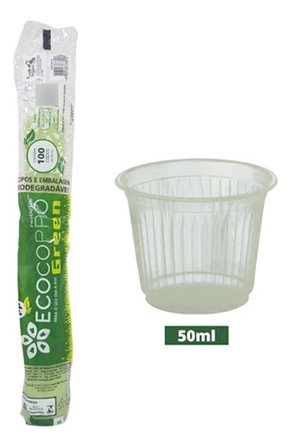 Copo Descartável 50ml Biodegradável - Ecocoppo Green