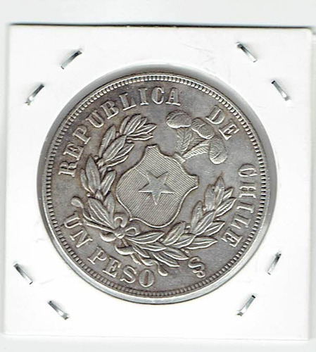 Moneda Chilena De Un Peso, 1891.  Jp