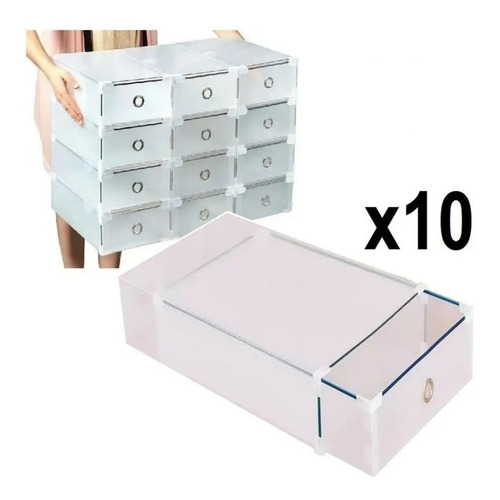 Imagen 5 de 10 de Organizadores De Zapatos Cajas Apilables Zapateras Colorx10